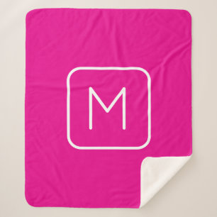 Simple & Modern Monogram Initial Pink & White Sherpa Blanket