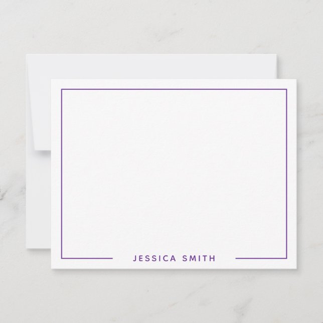 Simple Modern Monogram Name Border Card (Front)