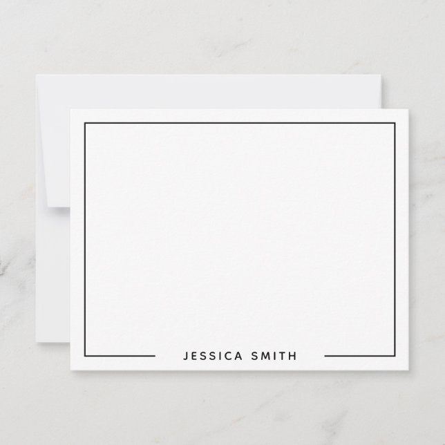 Simple Modern Monogram Name Border Card (Front)