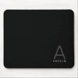 Simple Modern Monogram Name Mouse Pad<br><div class="desc">Modern minimal,  simple and understated professional-looking personalized mouse pad in grey,  black,  and white with a plain sans-serif large initial and custom name printed in the corner. The colours and fonts are editable so you can design your own minimalist monogram mousepad.</div>