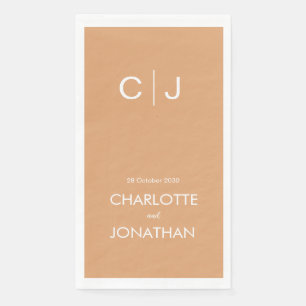 Simple Modern Monogram Peach Wedding    Napkin