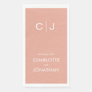 Simple Modern Monogram Peach Wedding    Napkin