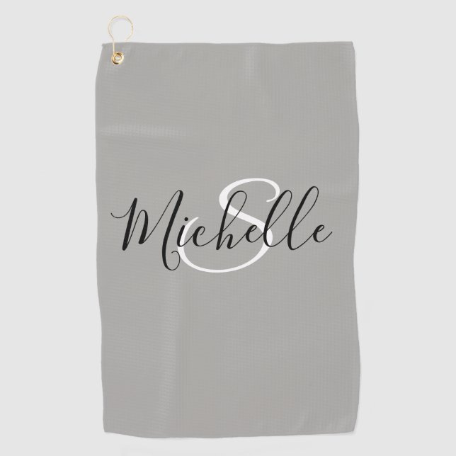 Simple Modern Monogram Personalized Golf Towel (Front)