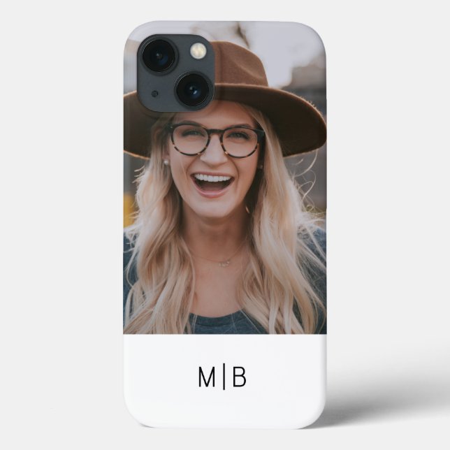 Simple Modern Monogram Photo Personalized Name Case-Mate iPhone Case (Back)