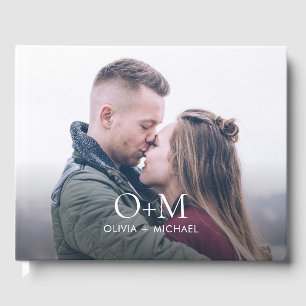 Simple Modern Monogram Photo Wedding Guest Book