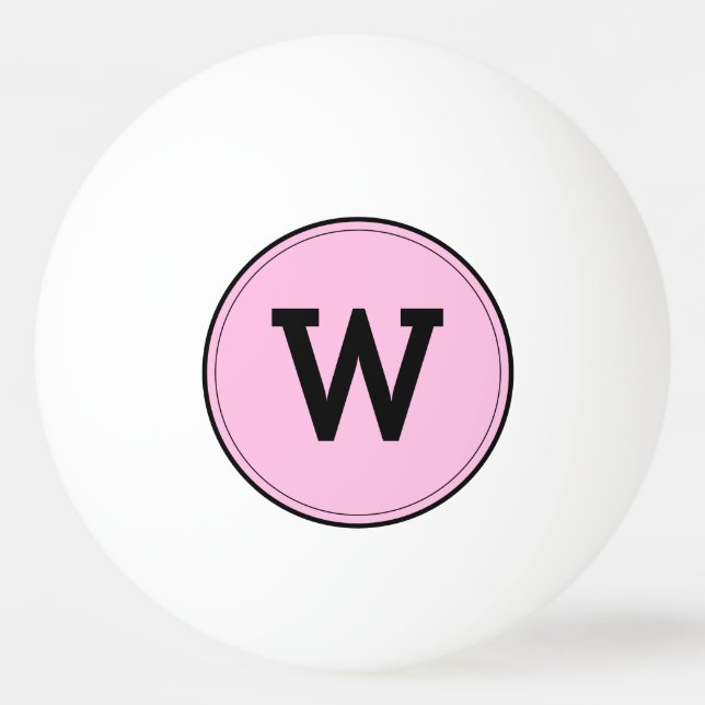 Simple Modern Monogram Pink Ping Pong Ball (Front)