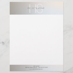 Simple Modern Monogram Professional Grey Silver Letterhead