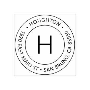 Simple Modern Monogram Return Address Rubber Stamp