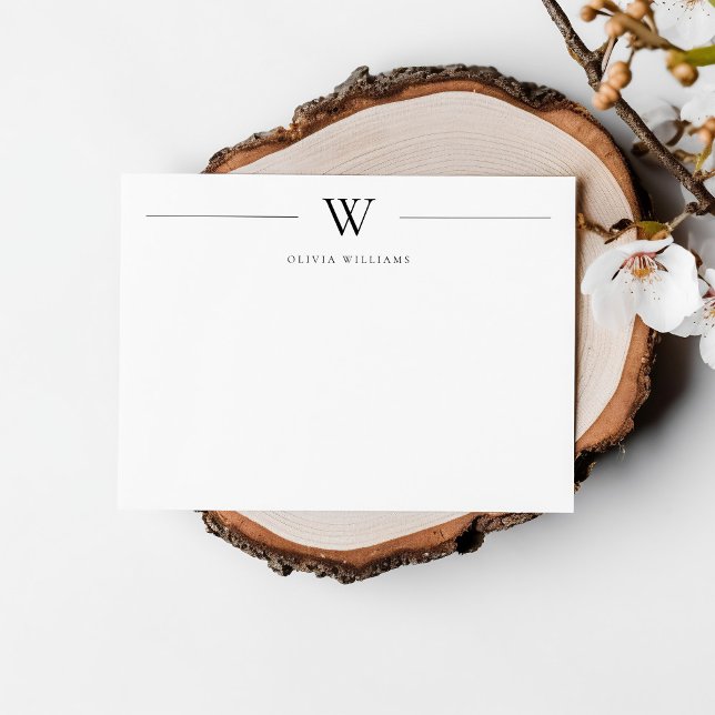 Simple Modern Monogram Stationery Card (Creator Uploaded)