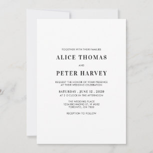Simple Modern Monogram Wedding Ceremony Invitation