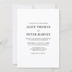 Simple Modern Monogram Wedding Ceremony Invitation