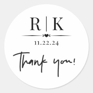Simple Modern Monogram Wedding Classic Round Sticker