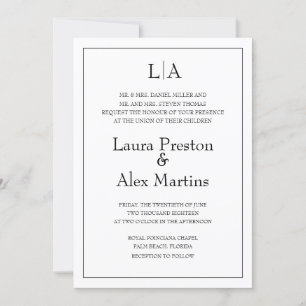 Simple Modern Monogram Wedding Invitation