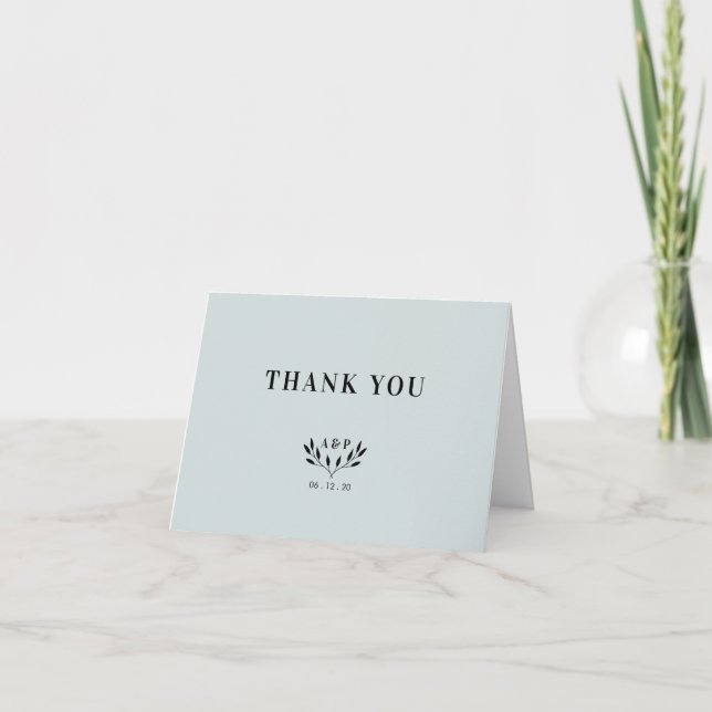 Simple Modern Monogram Wedding Thank you Card (Front)