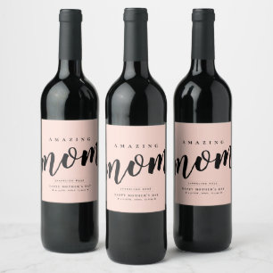 Simple Modern Mother's Day Personalized Wine Label