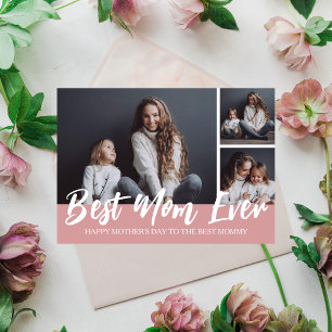 Simple Modern mothers Day photo family collage Holiday Card