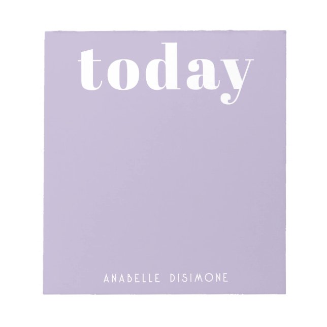 Simple Modern Motivational Personalized  Lilac Notepad (Front)