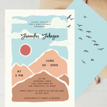 Simple Modern Mountains Watercolor Shower