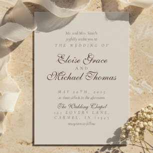 Simple Modern Mousse Brown Wedding Invitation