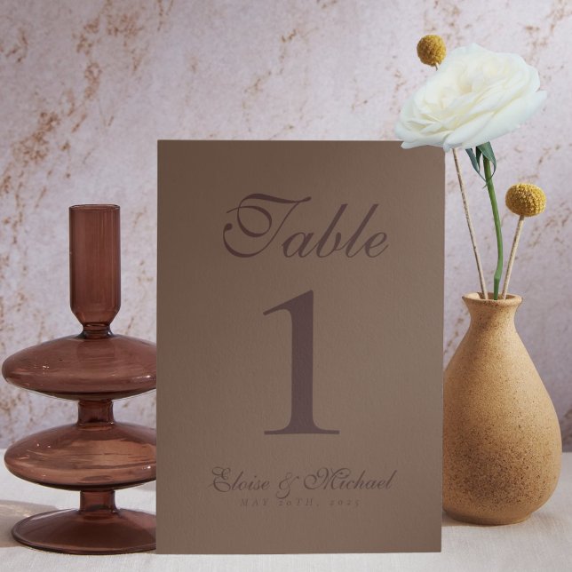 Simple Modern Mousse Brown Wedding Table Number (Elevate your reception setup with these Modern Mousse Brown Wedding Table Numbers!)