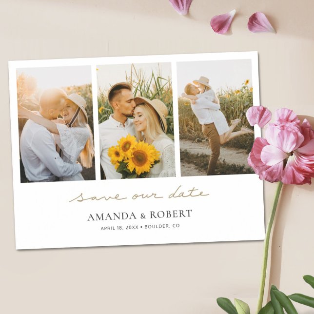 Simple Modern Multi Photo Collage Save the Date Magnetic Invitation (Creator Uploaded)