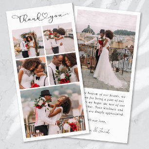 Simple Modern Multi Photo Collage Wedding Thank You Card