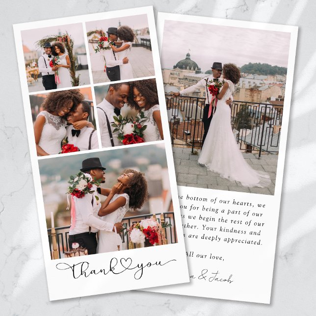 Simple Modern Multi Photo Collage Wedding Thank You Card (Creator Uploaded)