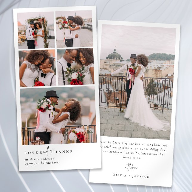 Simple Modern Multi Photo Collage Wedding Thank You Card (Creator Uploaded)