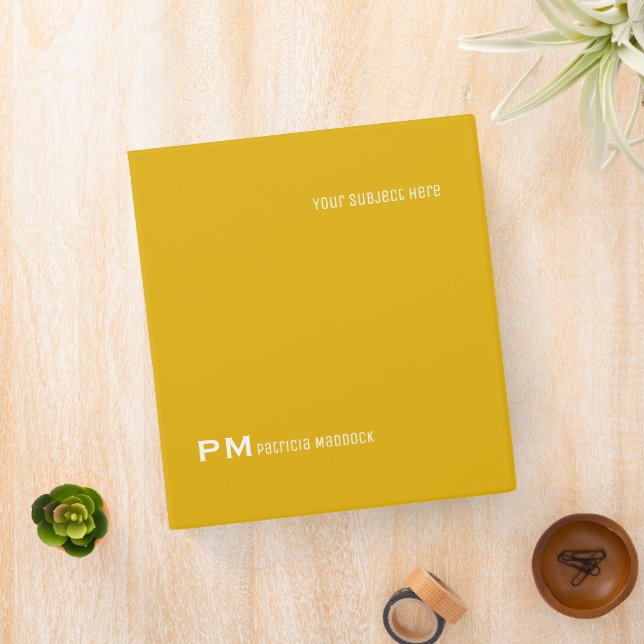 Simple Modern Mustard Colour Binder with Name (In Situ)