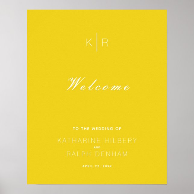 Simple Modern Mustard Yellow Wedding Welcome Poster (Front)