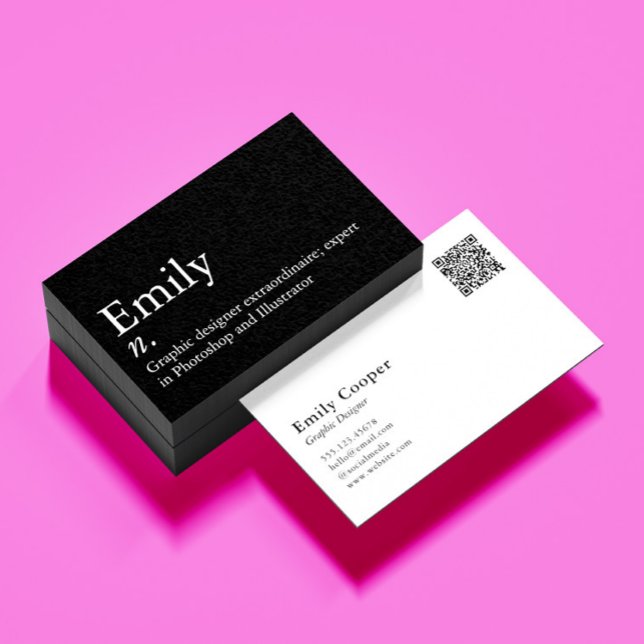 Simple Modern name definition custom QR code Business Card (Creator Uploaded)