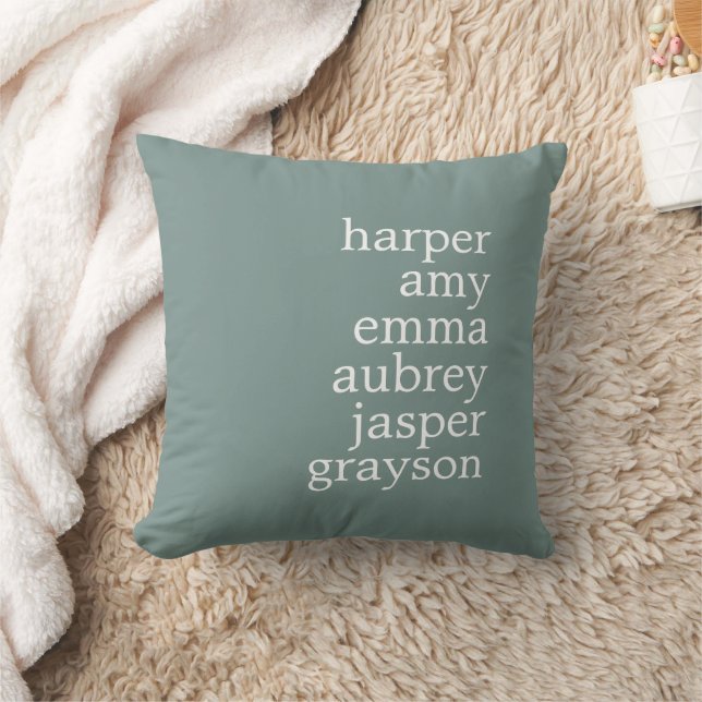 Simple Modern Names Dusty Green Throw Pillow (Blanket)