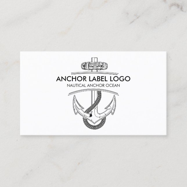 Simple Modern Nautical Anchor Business Card (Front)