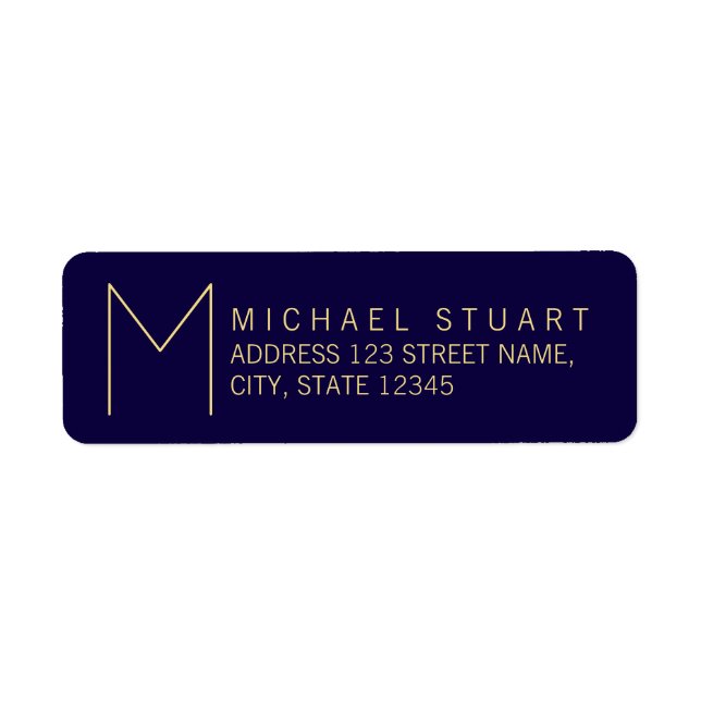 Simple Modern Navy Blue and Gold Monogram (Front)