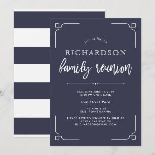 Simple Modern Navy Blue Family Reunion Invitation