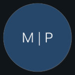 Simple Modern Navy Blue Monogram Wedding Classic Round Sticker<br><div class="desc">Simple and modern solid colour navy blue wedding sticker featuring your monogram in a white sans serif font. The font and background colours may be changed to any colours you wish. A plain and minimalist design that still comes across as stylish and elegant. Use these stickers to seal your envelopes...</div>