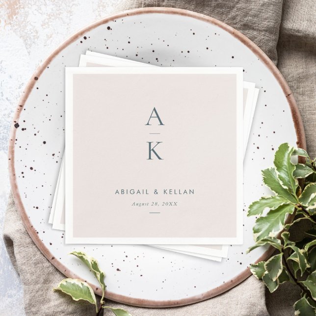 Simple Modern Navy Blue Monogram Wedding Napkin (Creator Uploaded)