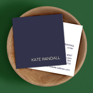 Simple Modern Navy Blue Professional Square Business Card