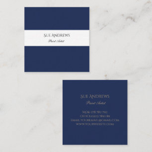 Simple Modern Navy Personalized Artist Square Business Card