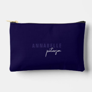 Simple Modern Navy & White Minimal Script Custom Accessory Pouch