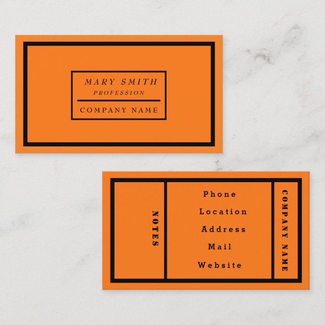 Simple Modern Neon Fluorescent Orange Business Card (Front/Back)