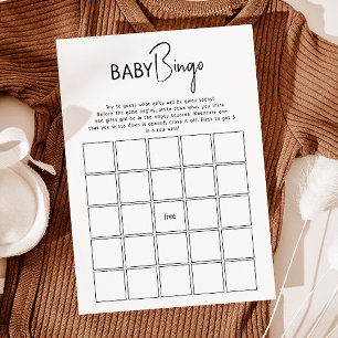 Simple Modern Neutral Baby Shower Baby Bingo Card