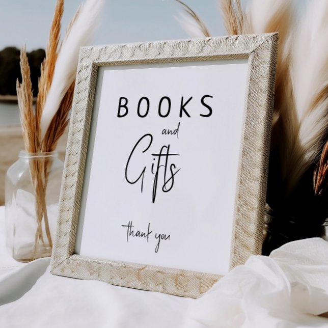 Simple Modern Neutral Baby Shower Books and Gifts Poster (Creator Uploaded)