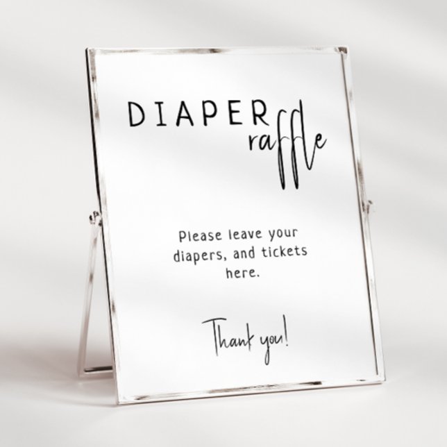 Simple Modern Neutral Baby Shower Diaper Raffle Poster (Creator Uploaded)