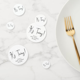 Simple Modern Neutral Baby Shower It's Twins Confetti
