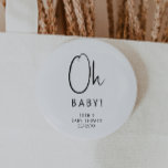 Simple Modern Neutral Baby Shower Oh Baby 2 Inch Round Button<br><div class="desc">Celebrate your little one with our simple modern neutral baby shower oh baby button, featuring a minimalist black-and-white design that is modern and pretty. With its clean, boho-inspired aesthetic, the contemporary, gender-neutral vibe is perfect for welcoming a baby boy or girl in any season—whether it's fall, winter, spring, or beyond....</div>