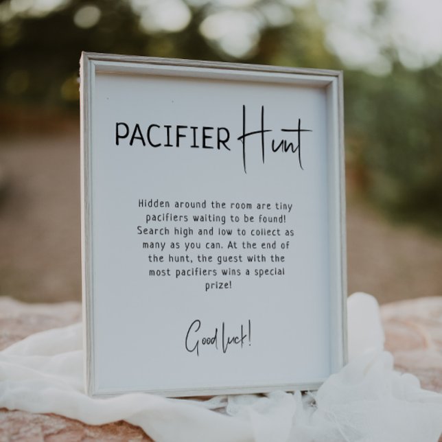 Simple Modern Neutral Baby Shower Pacifier Hunt Poster (Creator Uploaded)
