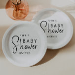 Simple Modern Neutral Baby Shower Paper Plate<br><div class="desc">Celebrate your little one with our simple modern neutral baby shower paper plates, featuring a minimalist black-and-white design that is modern and pretty. With its clean, boho-inspired aesthetic, the contemporary, gender-neutral vibe is perfect for welcoming a baby boy or girl in any season—whether it's fall, winter, spring, or beyond. This...</div>
