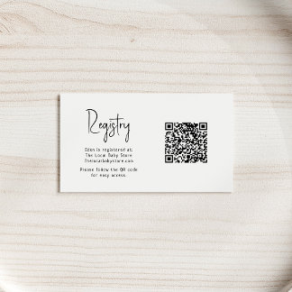 Simple Modern Neutral Baby Shower Registry QR Code Enclosure Card