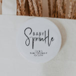 Simple Modern Neutral Baby Sprinkle 2 Inch Round Button<br><div class="desc">Celebrate your little one with our simple modern neutral baby sprinkle button, featuring a minimalist black-and-white design that is modern and pretty. With its clean, boho-inspired aesthetic, the contemporary, gender-neutral vibe is perfect for welcoming a baby boy or girl in any season—whether it's fall, winter, spring, or beyond. This unisex...</div>
